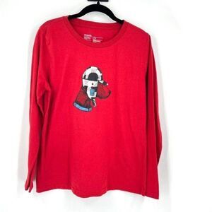 Columbia men’s Buffalo Plaid Hat Dog Long Sleeve Tee Shirt‎ Large Red Labrador